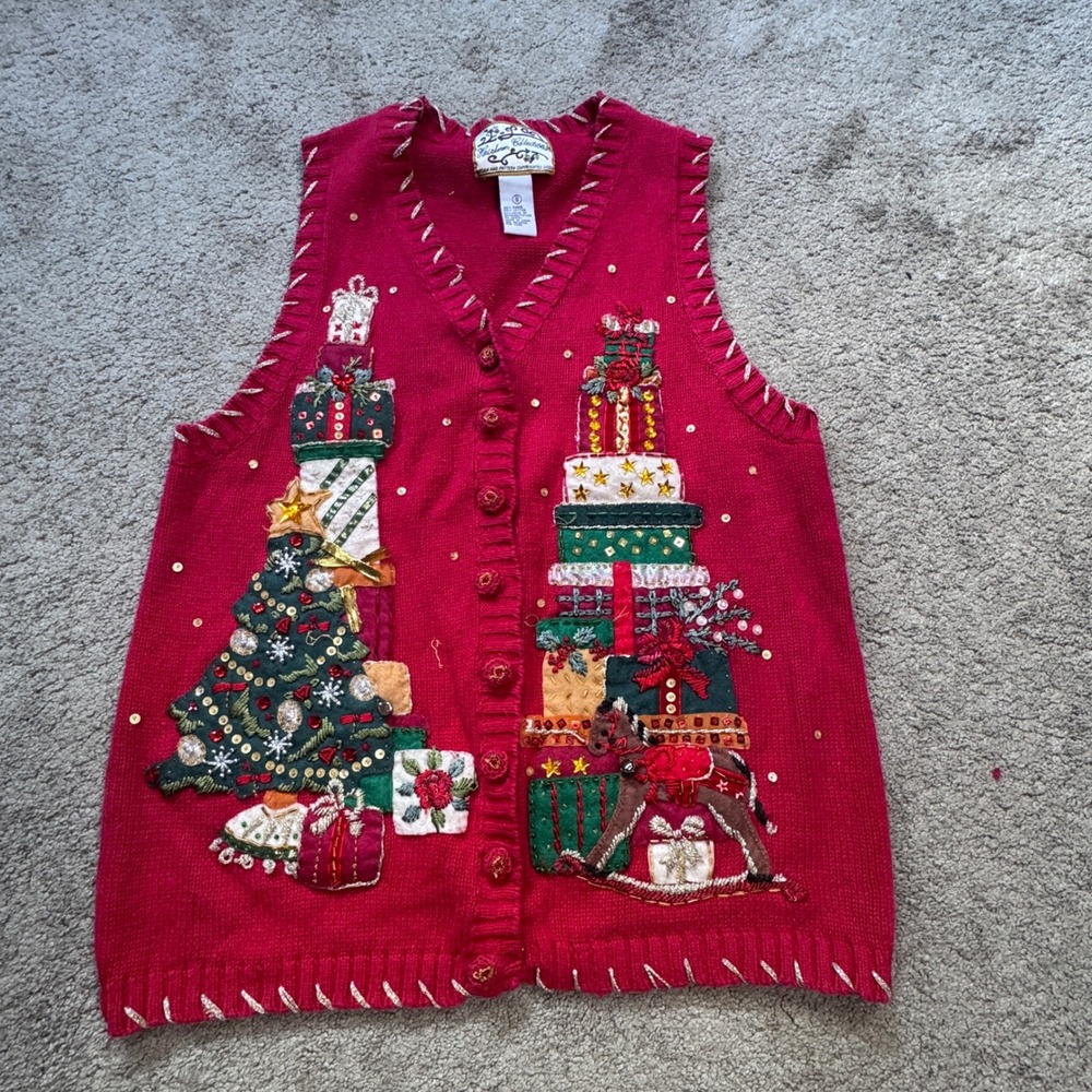 Vintage Heirloom Collectibles Women's Small Christmas Sweater Vest Presents